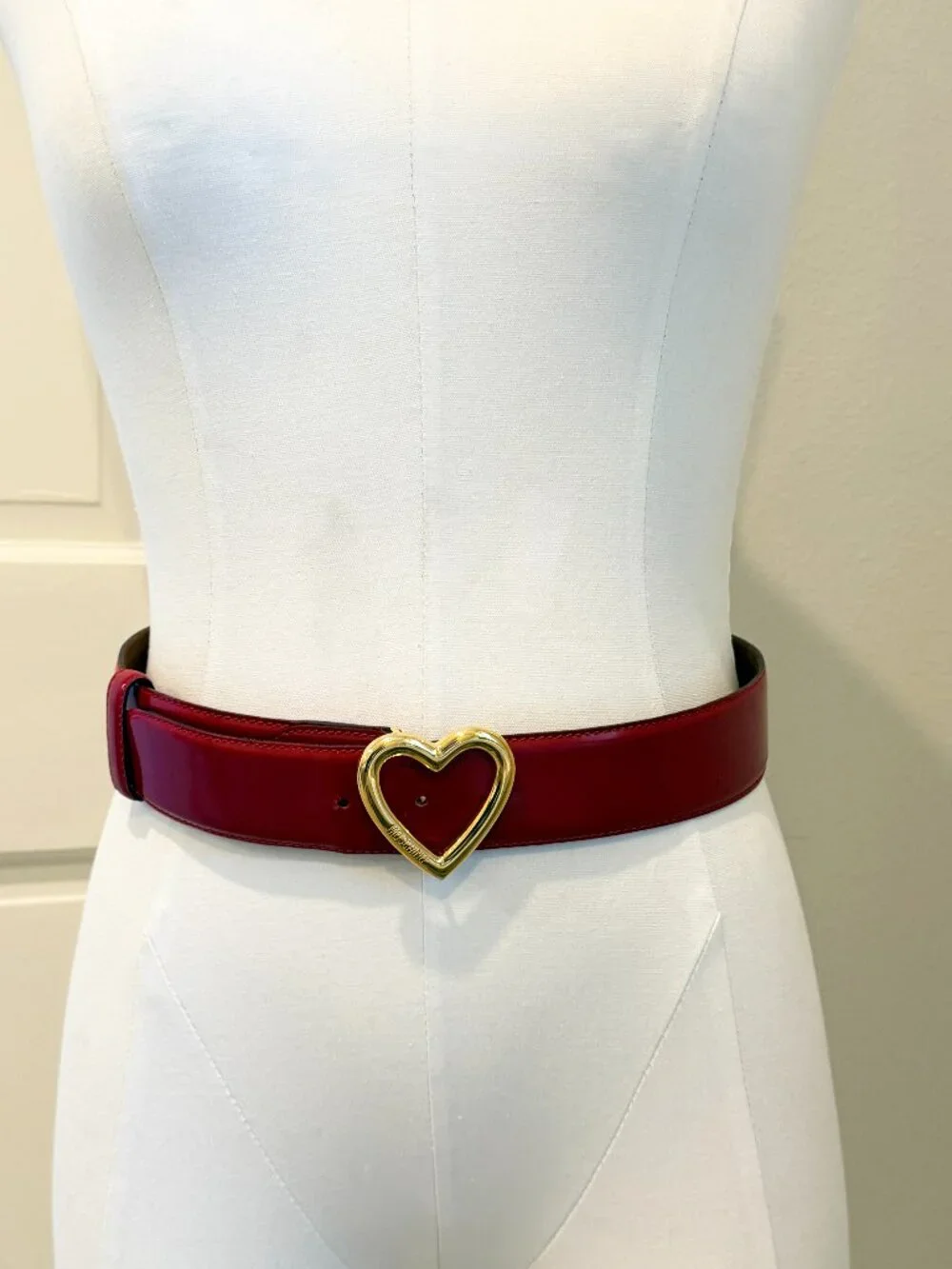 Moschino Cherry Red Heart Belt S